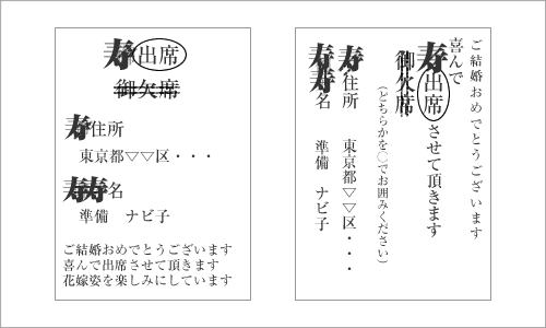 出席する場合の結婚式招待状の返信ハガキの書き方についての応用テクニックを画像で解説しています